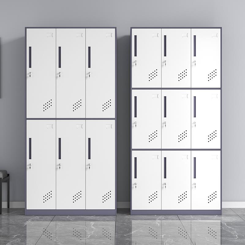 钢制员工宿舍铁皮储物柜健身房更衣柜带锁浴室换衣柜四门寄存柜子
