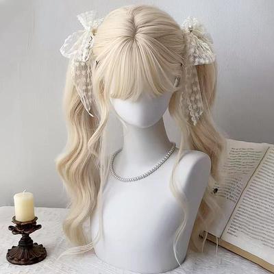 白金色假发女长发大波浪长卷发Lolita万用jk日常水波纹整顶全头套