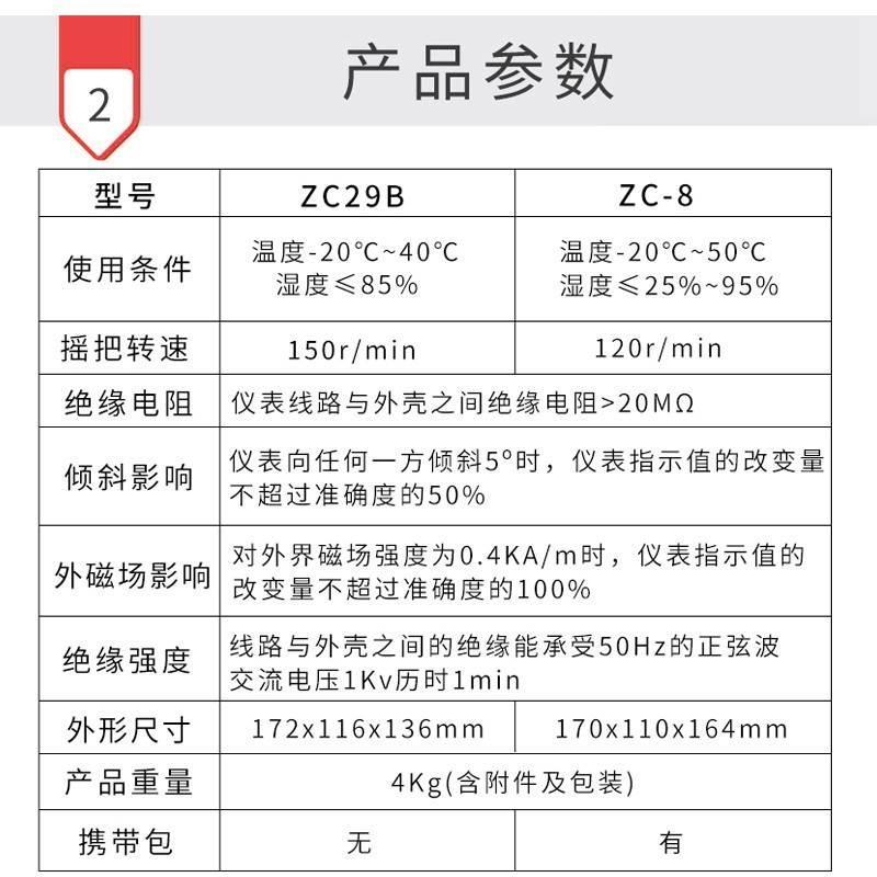 朝阳ZC29B-1/ZC29B-2接地电阻测试仪防雷ZC8系列手摇地阻欧姆表*