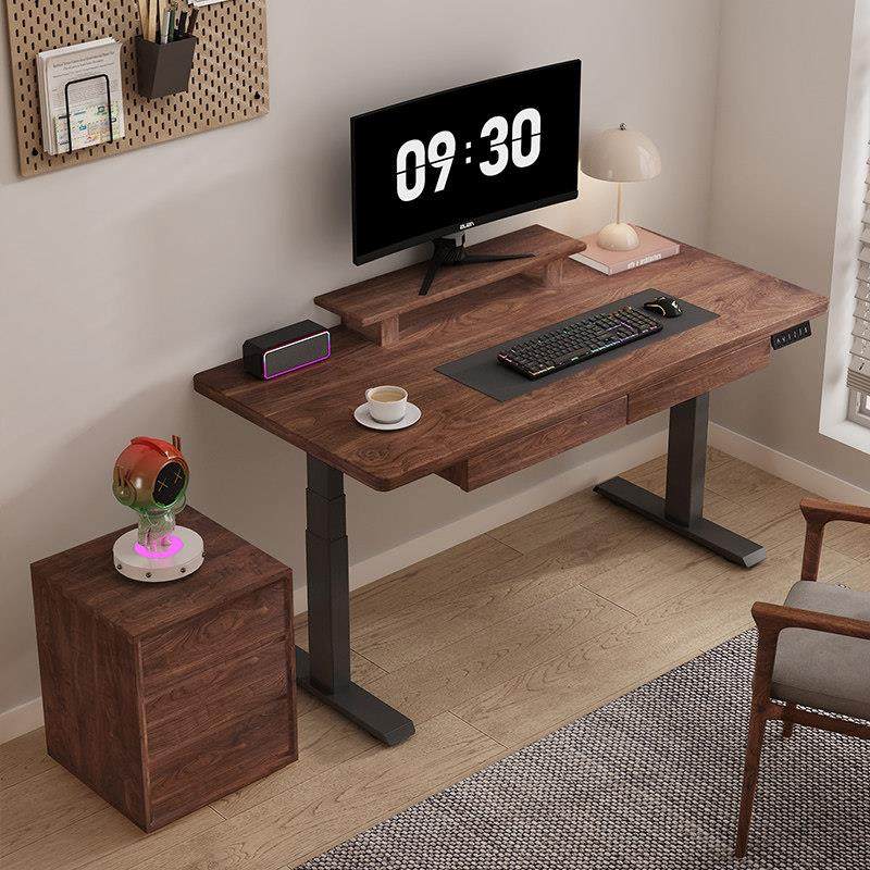 黑胡桃实木电动升降书桌电脑桌双电机智能办公桌工作台学生学习桌,住宅家具,电动升降桌,淘宝优惠券,粉丝福利购,淘宝优惠卷