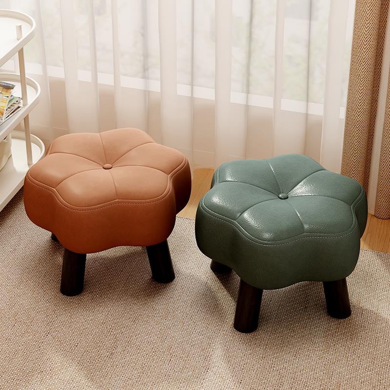 小凳子家用矮凳客厅茶几凳沙发脚凳儿童坐墩实木创意花朵凳换鞋凳