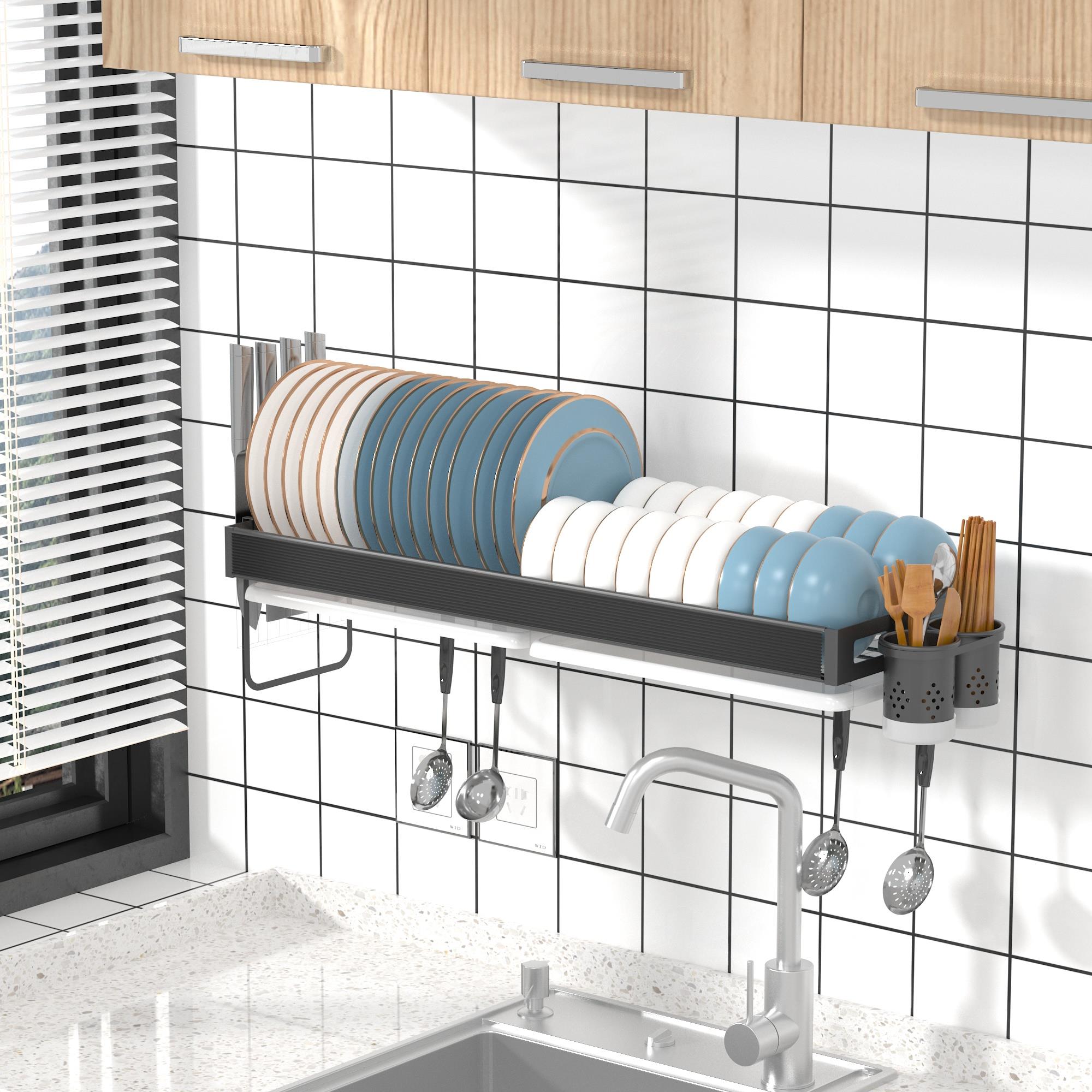 厨房水槽架壁挂式排水碗架不锈钢水槽的盘子和盘子水槽存储架