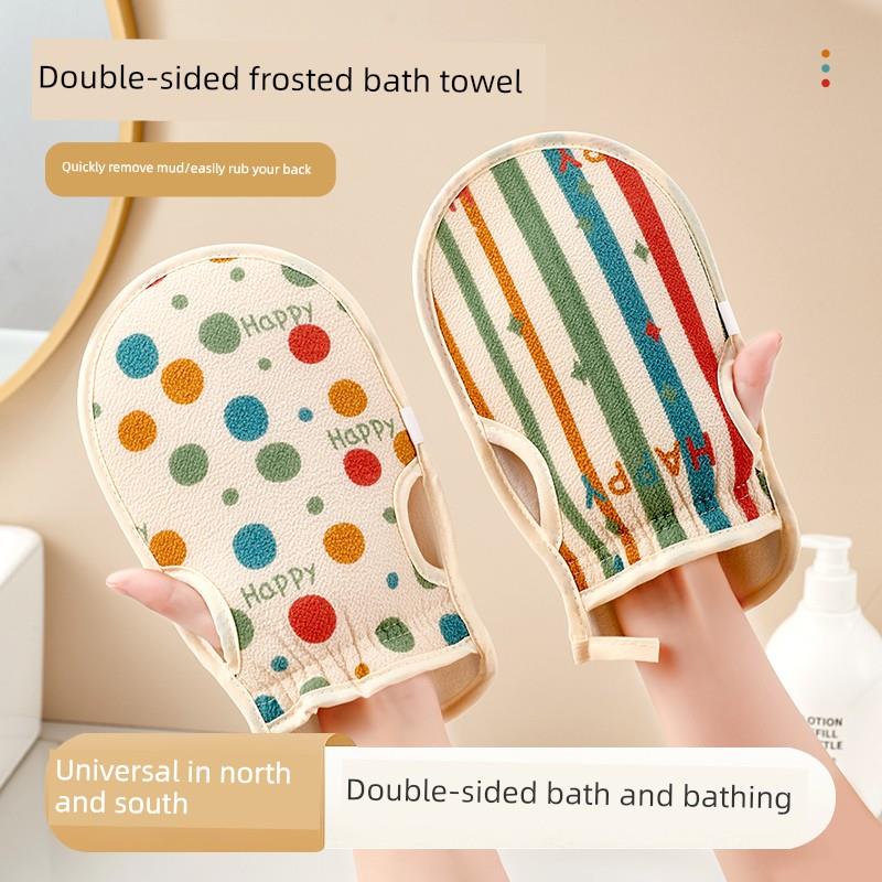 女士搓澡巾家用搓泥手套漏指粗细双砂双面强力搓泥下灰专用洗搓澡