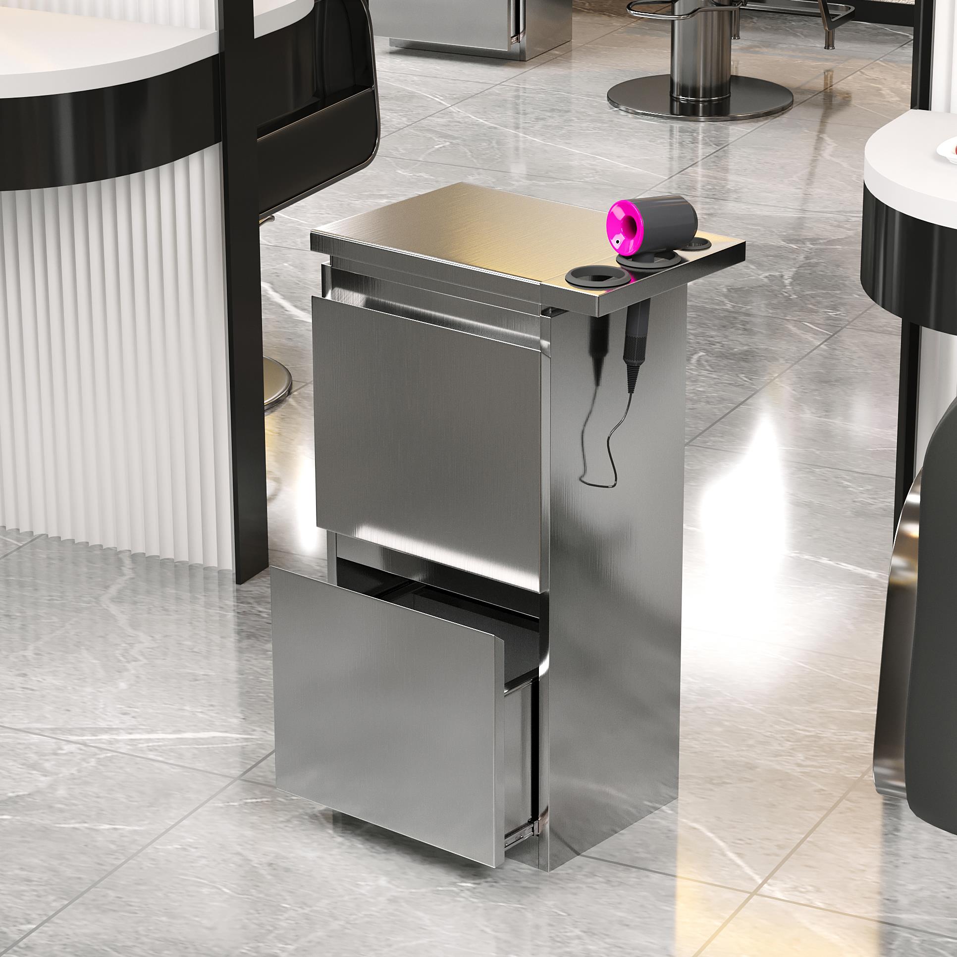 理发店工具柜不锈钢美发工具柜子发廊专用工具台收纳储物柜带抽屉