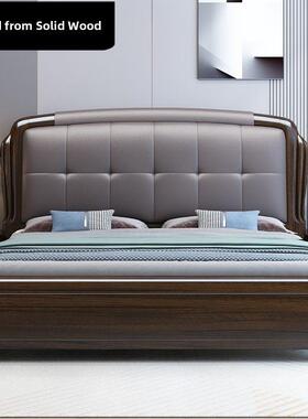 紫色檀香实木床1.8双人床现代简单可及豪华收纳婚礼床高盒收纳软