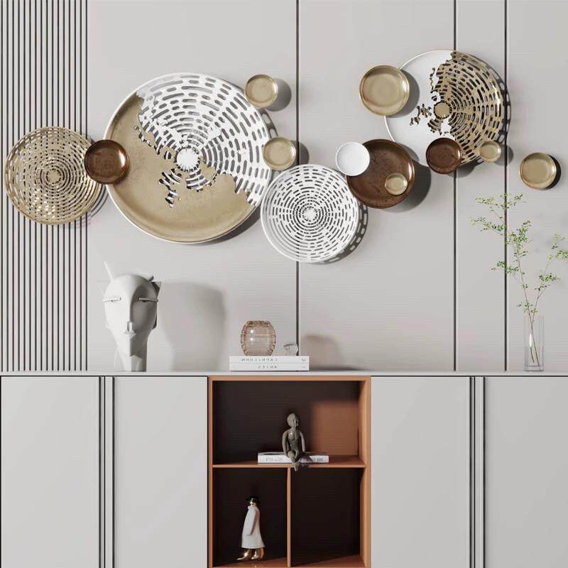 轻奢客厅背景墙挂件沙发后面装饰挂画软装金属壁挂创意立体壁饰