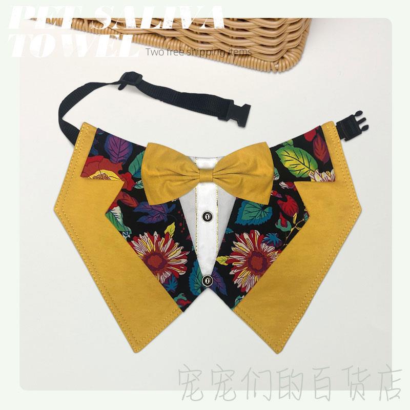 原创手工宠物围巾狗狗口水巾猫咪蝴蝶结大型犬金毛婚礼拍照领结