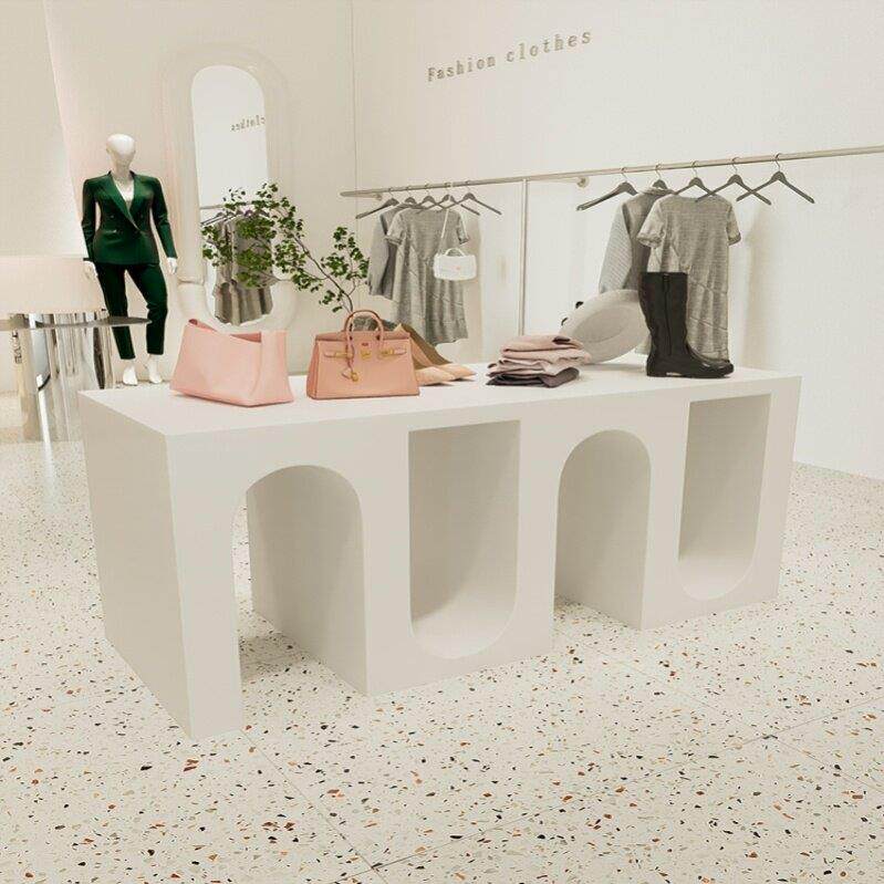 服装店中岛展示台云朵异形流水台花店展示柜鞋包饰品展柜地台摆台