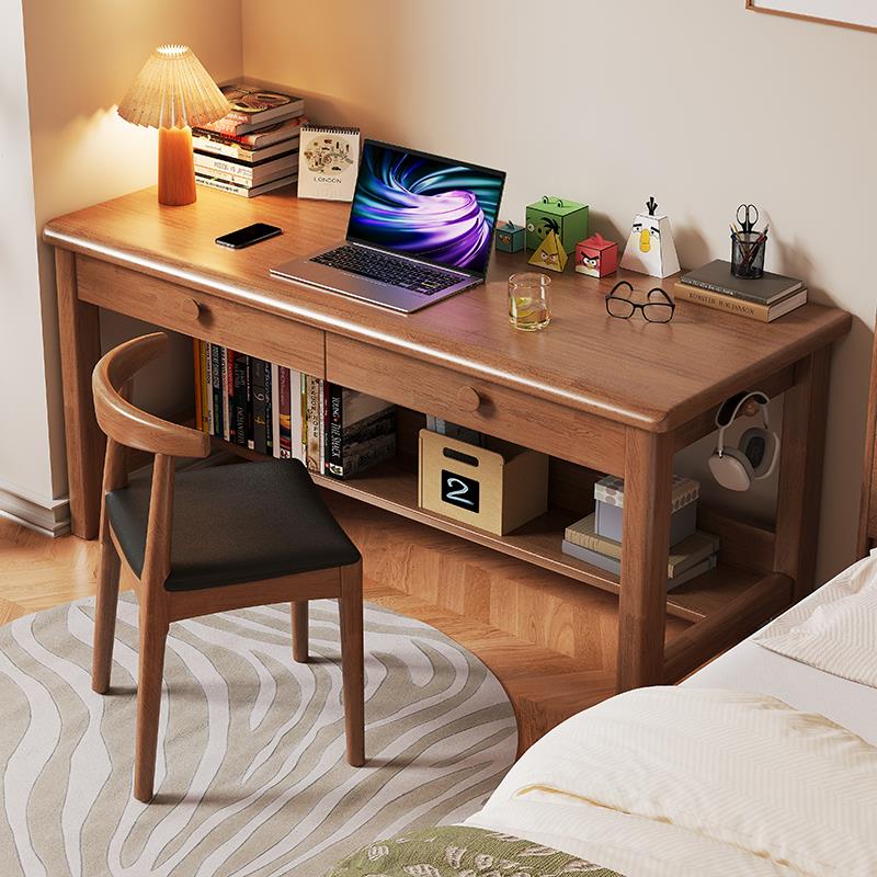 北欧实木书桌家用现代简约电脑桌卧室床边学习桌小户型学生书桌