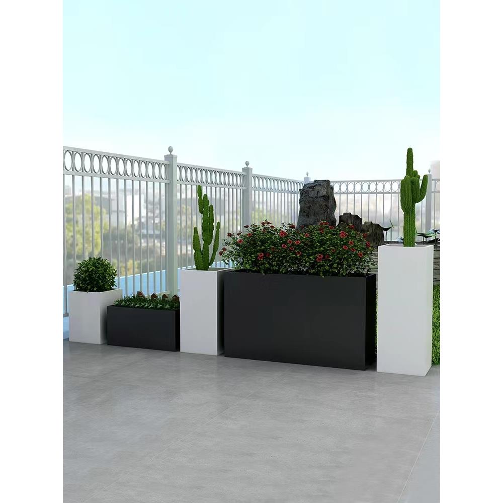 不锈钢花箱户外围栏种植箱铁艺花箱组合庭院室外长方形花盆架定制