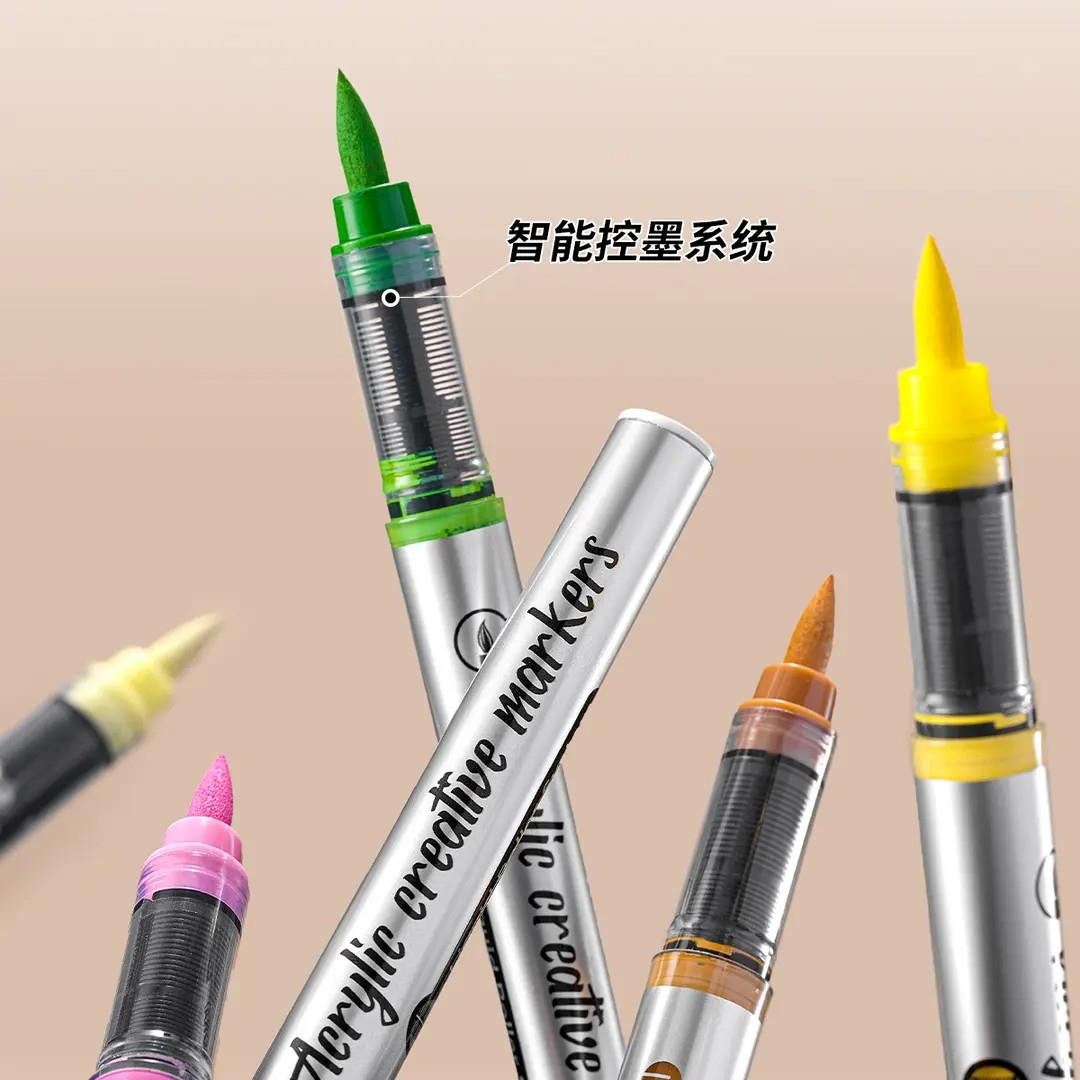 NORA!/诺雅大艺术家直液式丙烯软头无毒可叠色学生儿童马克笔全套