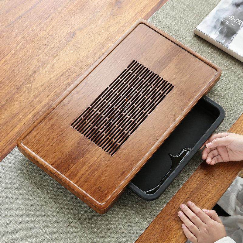 长方形竹制沥水茶盘抽屉茶台家用现代简约茶海储水排水干泡台托盘,餐饮具,茶盘,淘宝优惠券,粉丝福利购,淘宝优惠卷