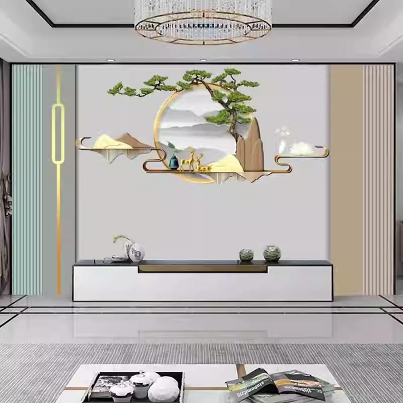 现代简约碳晶板快装轻奢客厅电视背景墙扣板卧室竹木纤维护墙板