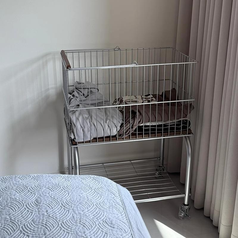 【家居好物】小推车脏衣篮收纳篮双层家用移动洗衣篮化妆室脏衣篓