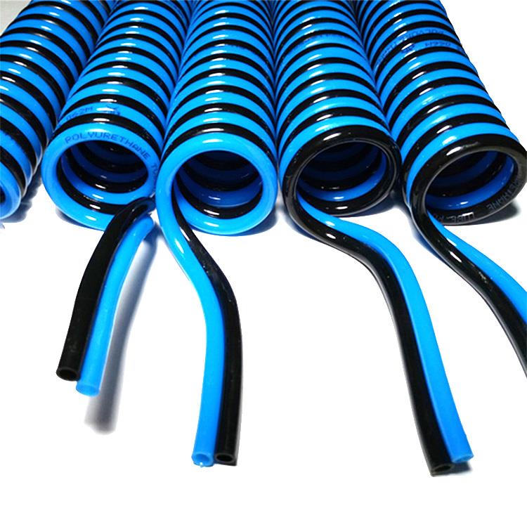 tpu双排弹簧气管焊炬连接管双拼螺旋软管双色伸缩气管多排收缩管