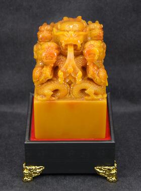 仿老挝田黄石 大号玉石九龙玉玺 秦始皇传国大印章印章篆刻