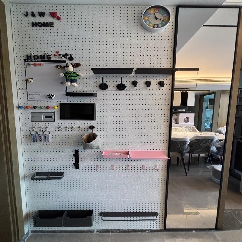 不锈钢入户玄关洞洞板置物架工具墙上挂钩配件桌面门后造型墙定制