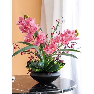 现代无障碍豪华大蕙兰人造花盆套装客厅入口蝴蝶兰人造花卉装饰品