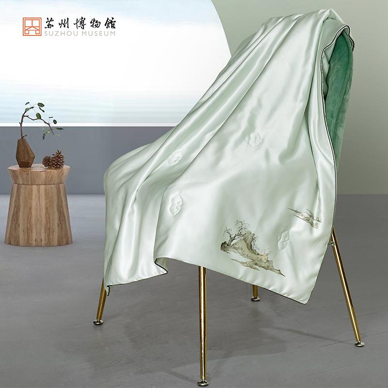 苏州博物馆山色空蒙蚕丝被四季可携式被100%蚕丝填充乔迁礼品送朋