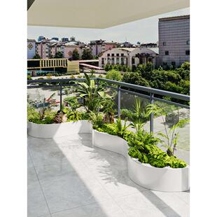 户外阳台露台成品金属花箱创意异形花坛顶楼庭院不锈钢造景种植箱