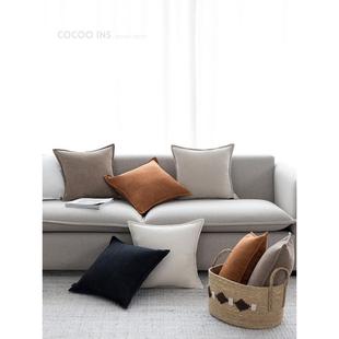 靠垫纯色加厚沙发客厅靠垫套 Sabi风格 四季 亚麻枕头现代休闲Wabi