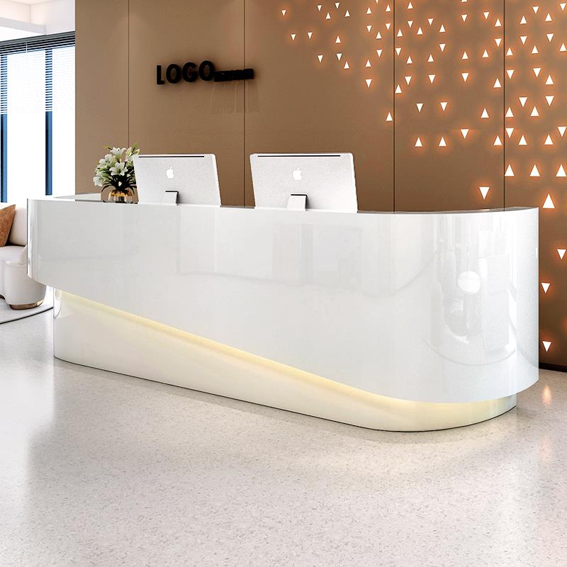前台接待台公司办公桌烤漆吧台简约现代创意柜台美容院前台收银台