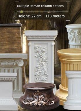 罗马柱欧式雕塑展示台白色圆形底座婚庆路引花园门厅摆件方形影视
