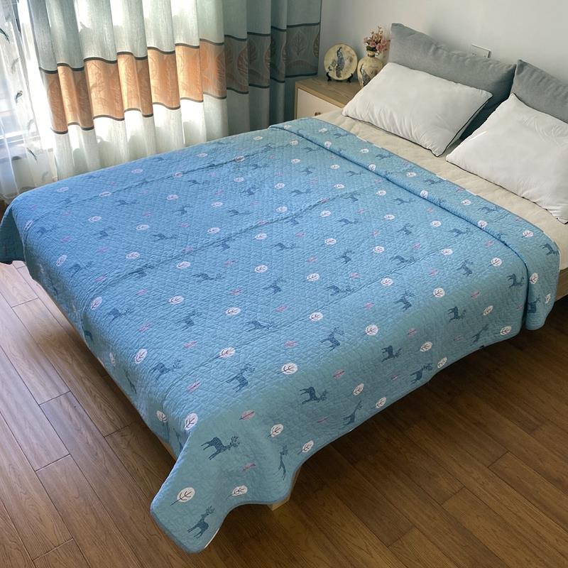 外贸纯棉斜纹床盖双面单件全棉炕垫夹棉床单绗缝被四季款特价清仓