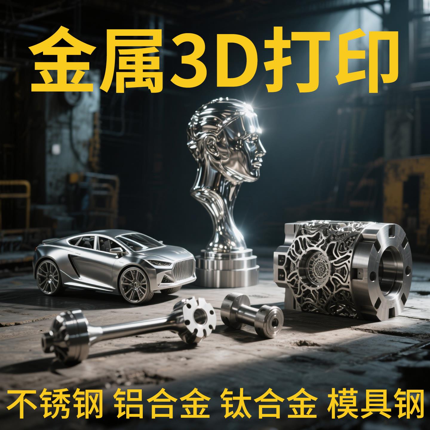 金属3d打印服务模型定制手板打样工业级SLM不锈钢铝合金CNC机加工