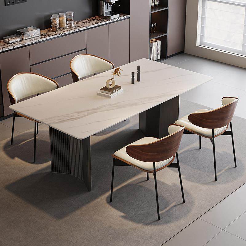 意式轻奢岩板餐桌椅组合小户型家用现代极简风格长方形饭桌椅组合,住宅家具,岩板餐桌,淘宝优惠券,粉丝福利购,淘宝优惠卷