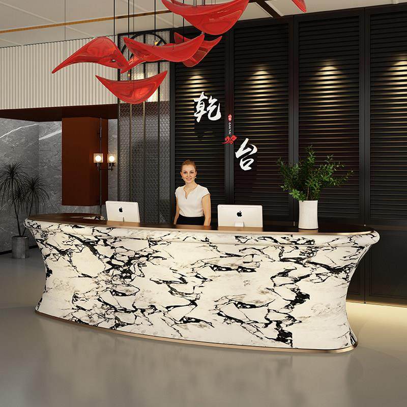 前台接待台公司异形烤漆美容院收银柜台吧台教育机构咨询台高端定