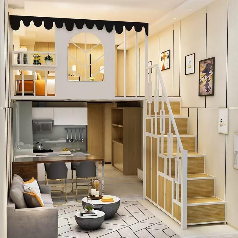 覆式阁楼铁架床loft小户型省空间隔层高架床树屋钢结构二楼床定制