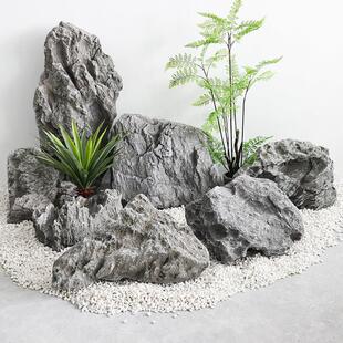 彷真石头造景鱼缸假山石花园户外庭院景观石室内装饰摆件摄影道具