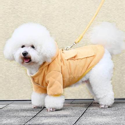 可牵引狗狗衣服冬装泰迪比熊贵宾小型犬冬季加厚保暖背包宠物棉衣