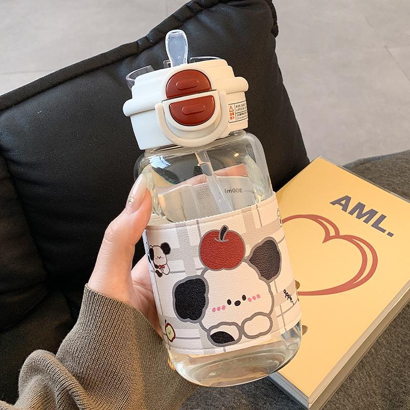 可爱水杯女生高颜值带吸管玻璃杯双饮夏天可携式学生杯子女新款20