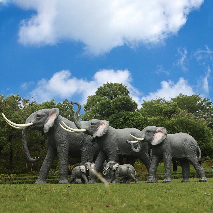 户外仿真大象玻璃钢大型假动物雕塑模型景区公园草地园林景观摆件