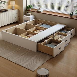 Casa Relax无床头全实木榻榻米侧抽收纳床榉木静音排骨架定制尺寸