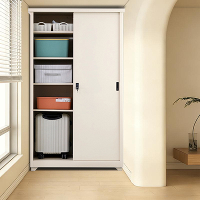 户外防晒储物柜阳台杂物柜收纳柜推拉门衣柜钢制靠墙一体置物柜子