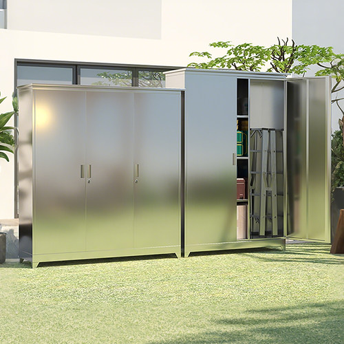 304不锈钢户外储物柜平顶防雨防冻阳台收纳柜定制庭院置物工具柜