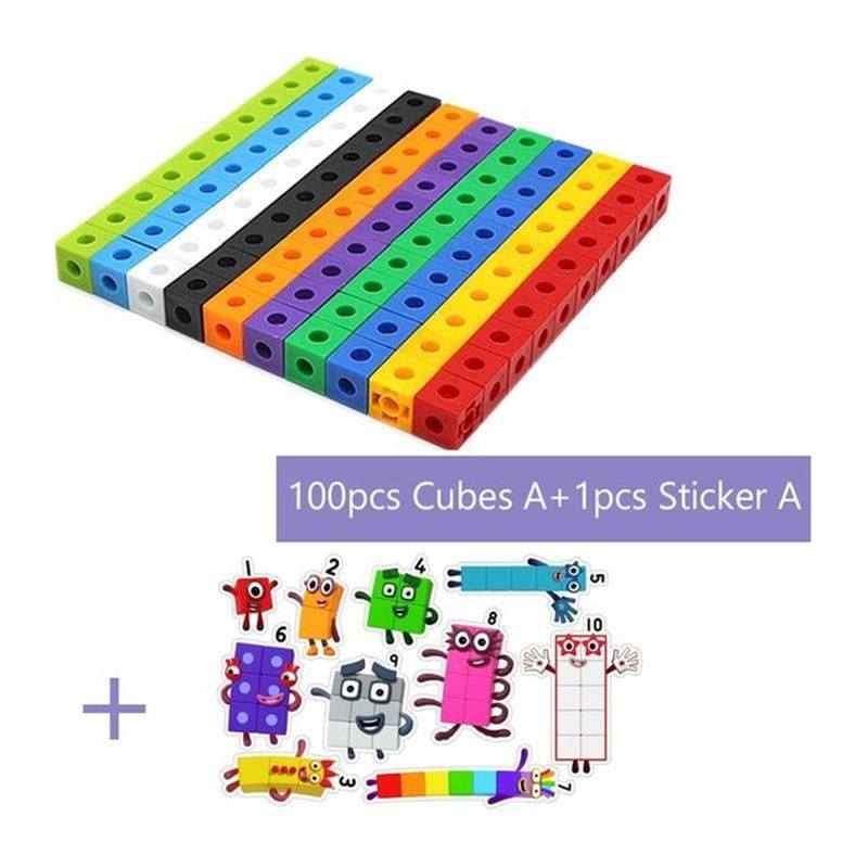 100pcs Numberblocks Multilink Linking Counting Cubes Snap