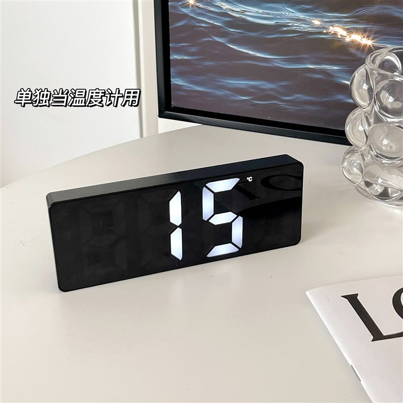 镜面时钟闹钟桌面静音智能钟计时间显示器卧室数字电子钟摆件台式
