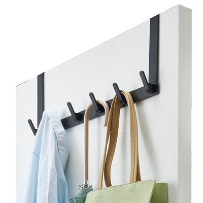 5 Hooks Black Hook Behind The Door Door-back Clothes Holder