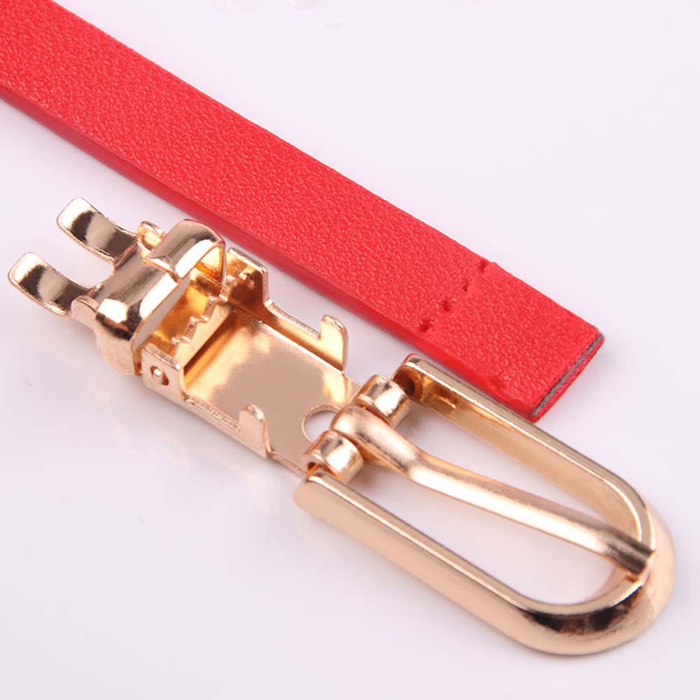 Women Faux Leather Belts Candy Color Thin Skinny Waistband A