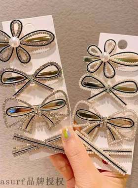 South Koreas new Pearl hairpin cute bow tie side clip bang