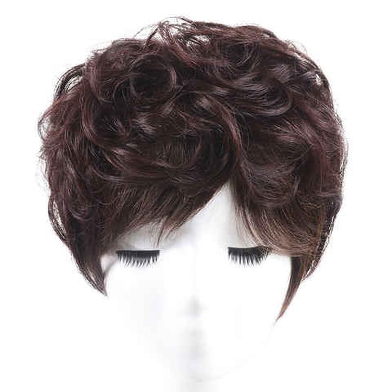 短卷发补发块发顶卷发假发片头顶遮白发蓬松真人发丝中老年送妈妈