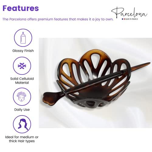 Parcelona French Radial Celluloid Chignon Hair Slide Pin Thr