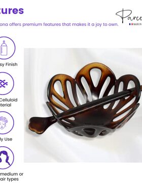 Parcelona French Radial Celluloid Chignon Hair Slide Pin Thr