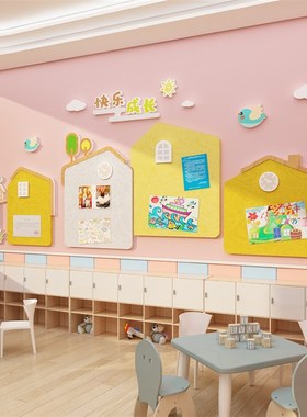 幼儿园主题墙面楼梯环创材料走廊环境装饰半成品理念背景文化毛毡