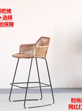 家用轻奢北欧现代简约靠背吧台椅