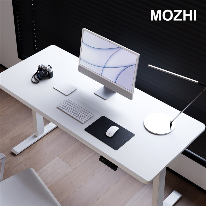 热销MOZHI实木单双电机ins简约白色电动升降桌儿童学习桌办公桌定